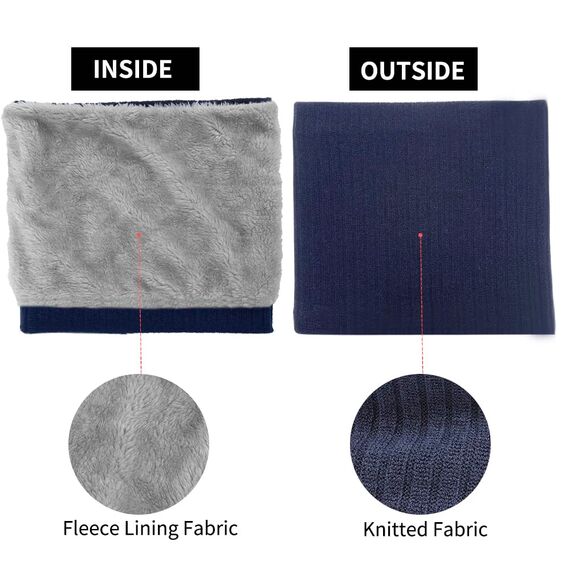 HGDGears Fleece Halswärmer Winddicht Thermo Gestrickt Schlauchschal für Herren Damen Dicker Winter Kaltes Wetter Gestrickter Kreis Schal für Outdoor Sport(blau)