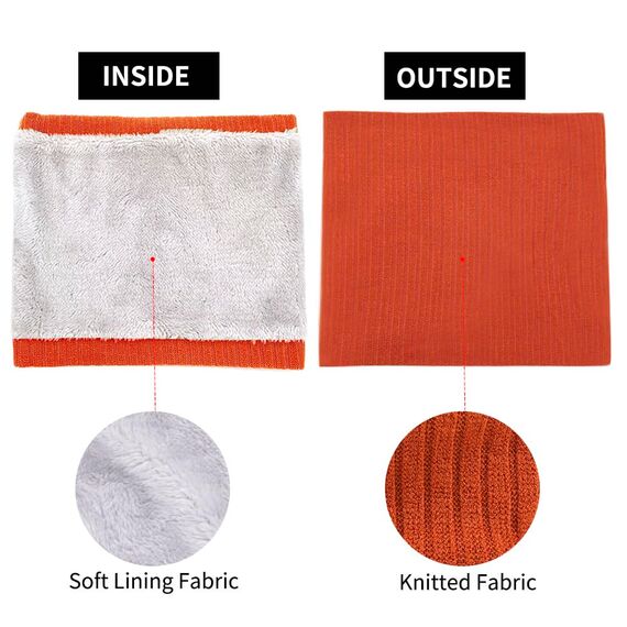 HGDGears Fleece Halswärmer Winddicht Thermo Gestrickt Schlauchschal für Herren Damen Dicker Winter Kaltes Wetter Gestrickter Kreis Schal für Outdoor Sport(Orange)
