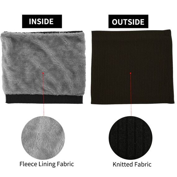 HGDGears Fleece Halswärmer Winddicht Thermo Gestrickt Schlauchschal für Herren Damen Dicker Winter Kaltes Wetter Gestrickter Kreis Schal für Outdoor Sport