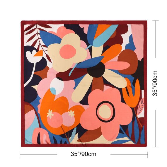DRESHOW 90x90cm Große Quadratische Schals für Damen Seide Kopftuch Bandanas Haartuch Halstuch Haarschmuck