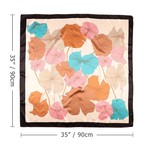 DRESHOW 90x90cm Große Quadratische Schals für Damen 4 Stück Seide Kopftuch Bandanas Haartuch Halstuch Haarschmuck