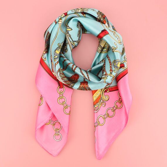 DRESHOW 90x90cm Große Quadratische Schals für Damen Seide Kopftuch Bandanas Haartuch Halstuch Haarschmuck