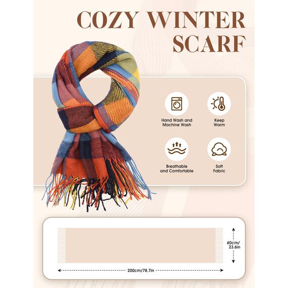 Tuopuda Damen Schal Kariert Schal Damen Winter Tartan Wraps Long Spinning Tassel Shawl Stola Warm Scarf, Z-07, Einheitsgröße