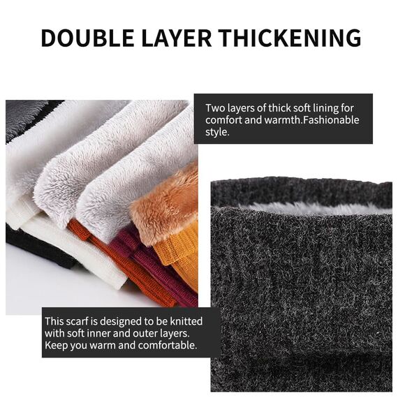 HGDGears Fleece Halswärmer Winddicht Thermo Gestrickt Schlauchschal für Herren Damen Dicker Winter Kaltes Wetter Gestrickter Kreis Schal für Outdoor Sport