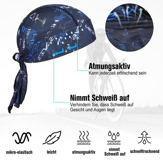 HASAGEI Sports Bandana Cap Durag Bandana Kopftuch Fahrrad Kopfbedeckung Atmungsaktiv nimmt Schweiß auf Hat