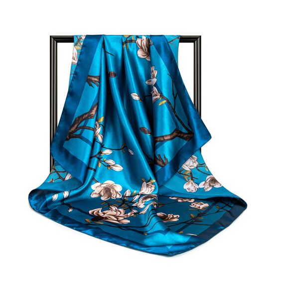 DRESHOW 90x90cm Große Quadratische Schals für Damen 4 Stück Seide Kopftuch Bandanas Haartuch Halstuch Haarschmuck