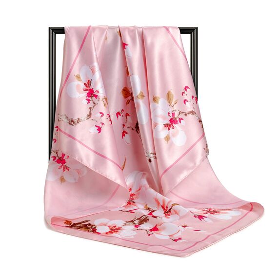 DRESHOW 90x90cm Große Quadratische Schals für Damen 4 Stück Seide Kopftuch Bandanas Haartuch Halstuch Haarschmuck