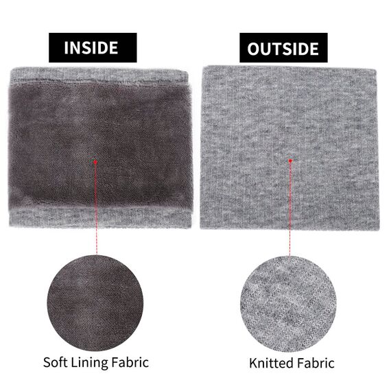 HGDGears Fleece Halswärmer Winddicht Thermo Gestrickt Schlauchschal für Herren Damen Dicker Winter Kaltes Wetter Gestrickter Kreis Schal für Outdoor Sport (Hellgrau)
