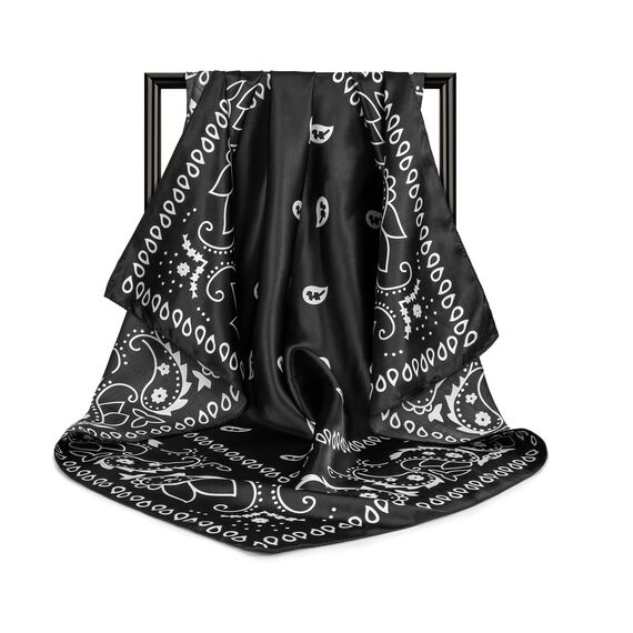 DRESHOW 90x90cm Große Quadratische Schals für Damen 4 Stück Seide Kopftuch Bandanas Haartuch Halstuch Haarschmuck