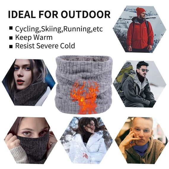 HGDGears Fleece Halswärmer Winddicht Thermo Gestrickt Schlauchschal für Herren Damen Dicker Winter Kaltes Wetter Gestrickter Kreis Schal für Outdoor Sport
