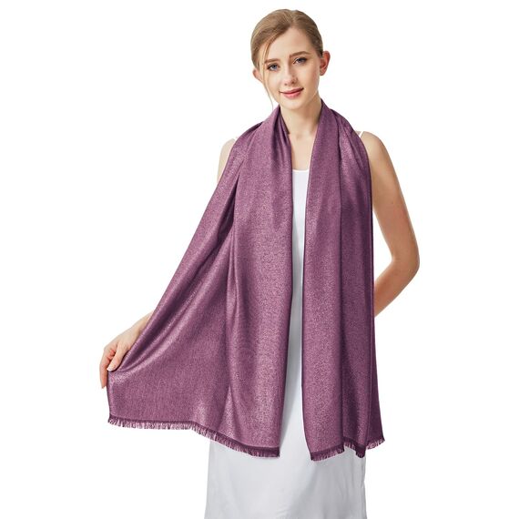 vimate Abendtücher für Kleider - Weiches Pflaumenfarbenes Pashmina Tuch Schal für Damen Hochzeit (DE-Plum & Gold)