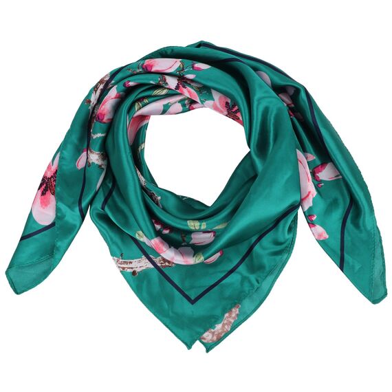 DRESHOW 90x90cm Große Quadratische Schals für Damen 4 Stück Seide Kopftuch Bandanas Haartuch Halstuch Haarschmuck