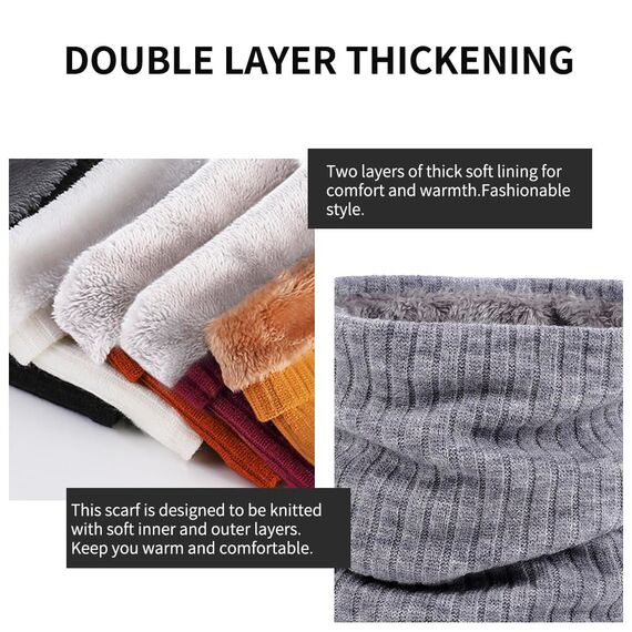 HGDGears Fleece Halswärmer Winddicht Thermo Gestrickt Schlauchschal für Herren Damen Dicker Winter Kaltes Wetter Gestrickter Kreis Schal für Outdoor Sport (Hellgrau)