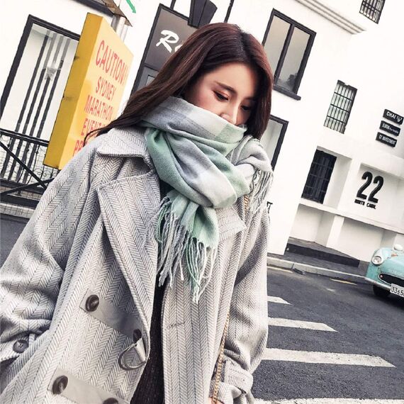 Tuopuda Damen Schal Kariert Pashmina XXL Stolen übergroßer Herbstschal Winterschal Karo Tartan Schultertuch Plaid Deckenschal Modeschal Weicher Warmer Oversized Fransen Poncho, M, Einheitsgröße
