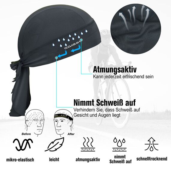 HASAGEI Sports Bandana Cap Bandana Kopftuch Fahrrad Kopfbedeckung Atmungsaktiv nimmt Schweiß auf Hat