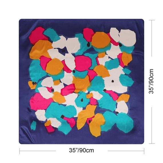 DRESHOW 90x90cm Große Quadratische Schals für Damen 4 Stück Seide Kopftuch Bandanas Haartuch Halstuch Haarschmuck