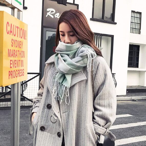 Tuopuda Damen Schal Kariert Pashmina XXL Stolen übergroßer Herbstschal Winterschal Karo Tartan Schultertuch Plaid Deckenschal Modeschal Weicher Warmer Oversized Fransen Poncho, M, Einheitsgröße