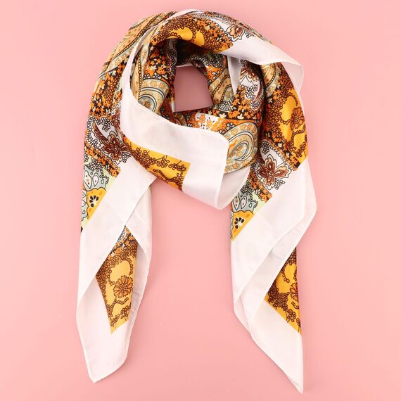 DRESHOW 90x90cm Große Quadratische Schals für Damen Seide Kopftuch Bandanas Haartuch Halstuch Haarschmuck