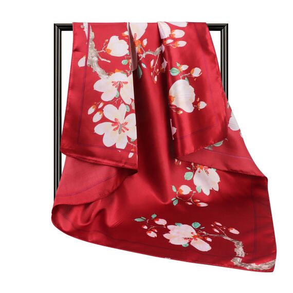 DRESHOW 90x90cm Große Quadratische Schals für Damen 4 Stück Seide Kopftuch Bandanas Haartuch Halstuch Haarschmuck