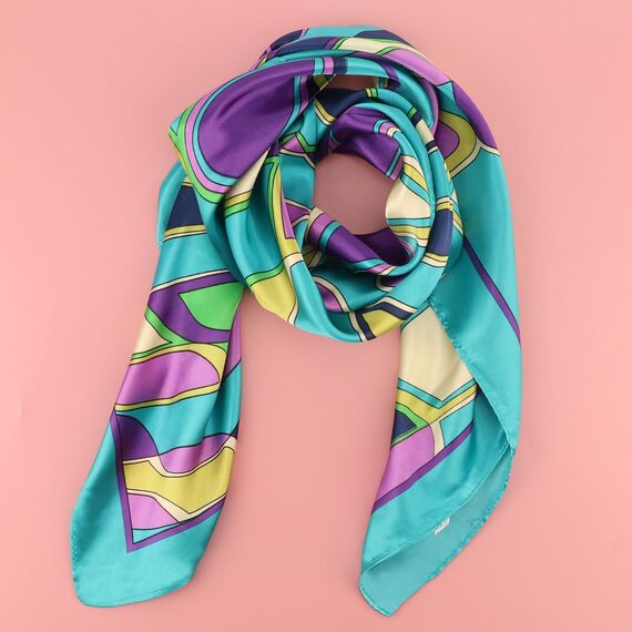 DRESHOW 90x90cm Große Quadratische Schals für Damen Seide Kopftuch Bandanas Haartuch Halstuch Haarschmuck