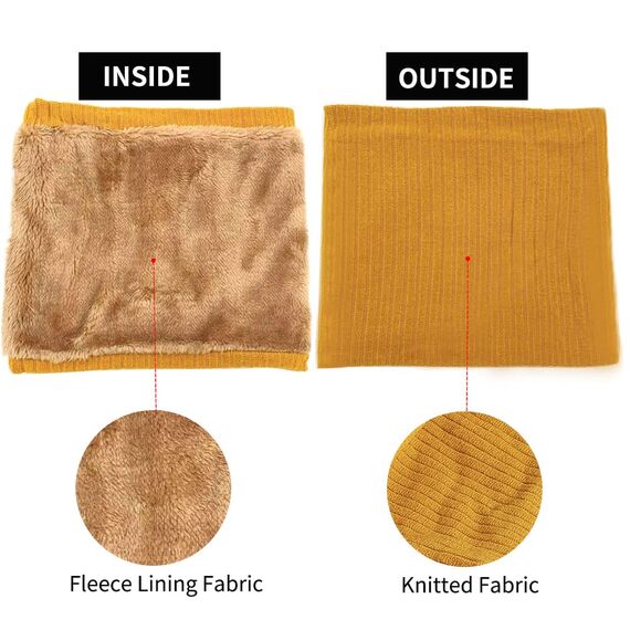 HGDGears Fleece Halswärmer Winddicht Thermo Gestrickt Schlauchschal für Herren Damen Dicker Winter Kaltes Wetter Gestrickter Kreis Schal für Outdoor Sport (Gelb)