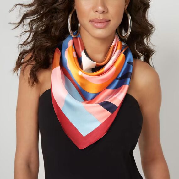 DRESHOW 90x90cm Große Quadratische Schals für Damen Seide Kopftuch Bandanas Haartuch Halstuch Haarschmuck