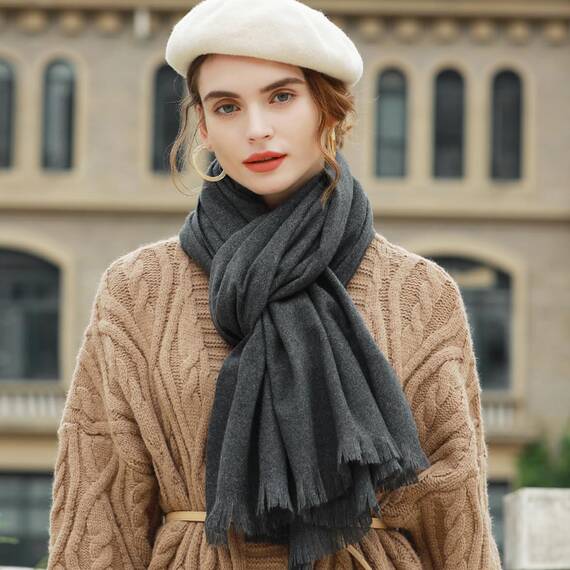 RIIQIICHY Damen Schal Winter Dunkelgrau Pashmina Stola Festlich Herbst xxl schals Tücher für Abendkleider Frauen Hochzeit schultertuch