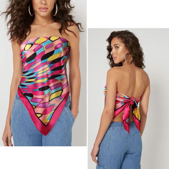 DRESHOW 90x90cm Große Quadratische Schals für Damen Seide Kopftuch Bandanas Haartuch Halstuch Haarschmuck