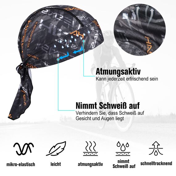 HASAGEI Sports Bandana Cap Durag Bandana Kopftuch Fahrrad Kopfbedeckung Atmungsaktiv nimmt Schweiß auf Hat