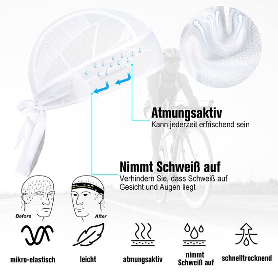 HASAGEI Sports Bandana Cap Bandana Kopftuch Fahrrad Kopfbedeckung Atmungsaktiv nimmt Schweiß auf Hat