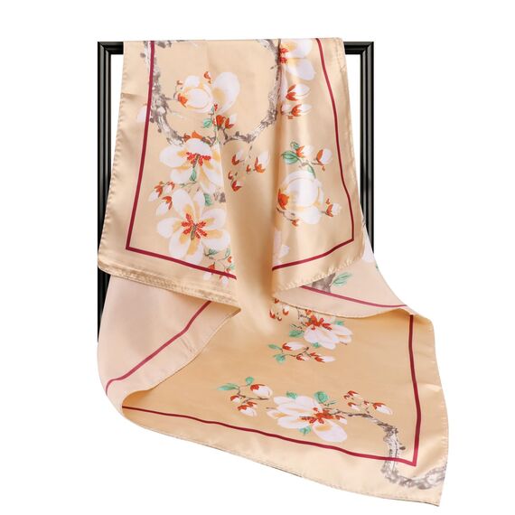 DRESHOW 90x90cm Große Quadratische Schals für Damen 4 Stück Seide Kopftuch Bandanas Haartuch Halstuch Haarschmuck