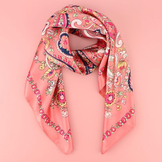 DRESHOW 90x90cm Große Quadratische Schals für Damen Seide Kopftuch Bandanas Haartuch Halstuch Haarschmuck