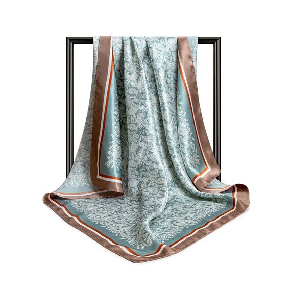 DRESHOW 90x90cm Große Quadratische Schals für Damen 4 Stück Seide Kopftuch Bandanas Haartuch Halstuch Haarschmuck