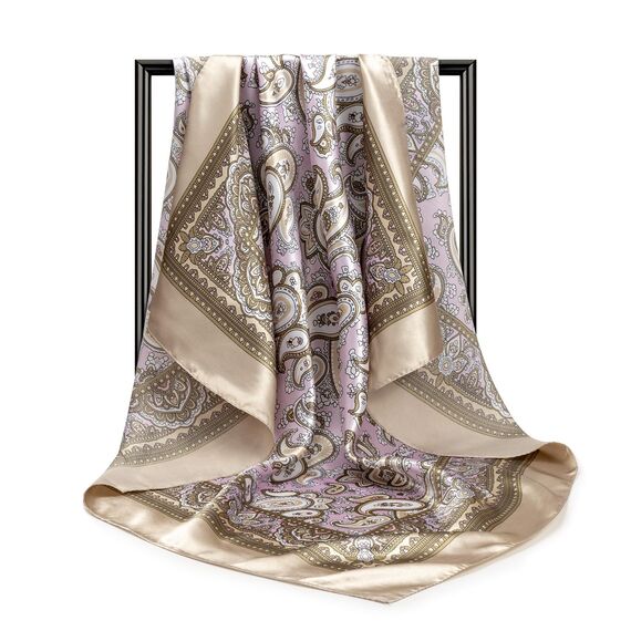 DRESHOW 90x90cm Große Quadratische Schals für Damen 4 Stück Seide Kopftuch