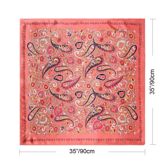 DRESHOW 90x90cm Große Quadratische Schals für Damen Seide Kopftuch Bandanas Haartuch Halstuch Haarschmuck
