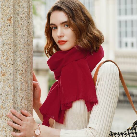 RIIQIICHY Damen Schal Winter Rot Pashmina Stola Festlich Herbst xxl schals Tücher für Abendkleider Frauen Hochzeit Schultertuch