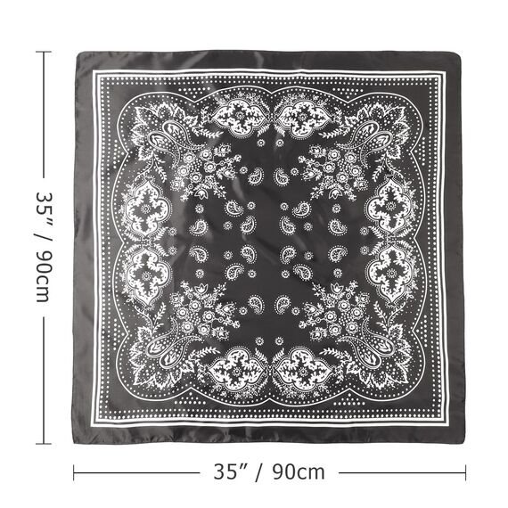 DRESHOW 90x90cm Große Quadratische Schals für Damen 4 Stück Seide Kopftuch Bandanas Haartuch Halstuch Haarschmuck