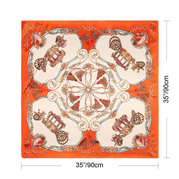 DRESHOW 90x90cm Große Quadratische Schals für Damen Seide Kopftuch Bandanas Haartuch Halstuch Haarschmuck