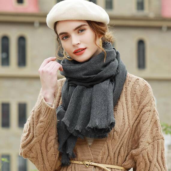 RIIQIICHY Damen Schal Winter Dunkelgrau Pashmina Stola Festlich Herbst xxl schals Tücher für Abendkleider Frauen Hochzeit schultertuch