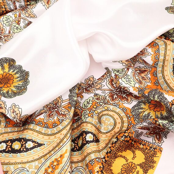 DRESHOW 90x90cm Große Quadratische Schals für Damen Seide Kopftuch Bandanas Haartuch Halstuch Haarschmuck