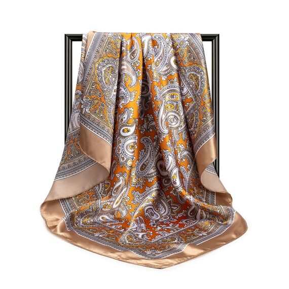 DRESHOW 90x90cm Große Quadratische Schals für Damen 4 Stück Seide Kopftuch