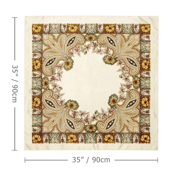 DRESHOW 90x90cm Große Quadratische Schals für Damen 4 Stück Seide Kopftuch Bandanas Haartuch Halstuch Haarschmuck