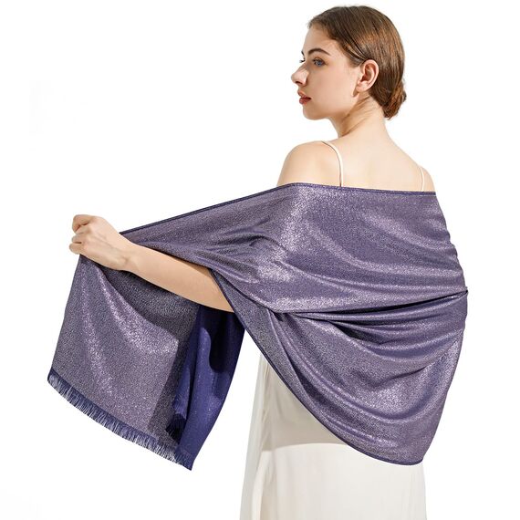 vimate Marineblaue Hochzeits Schals - Weiches Dunkelblaues Abendtuch & Cape für Damen Kleider (DE-Navy & Silver)