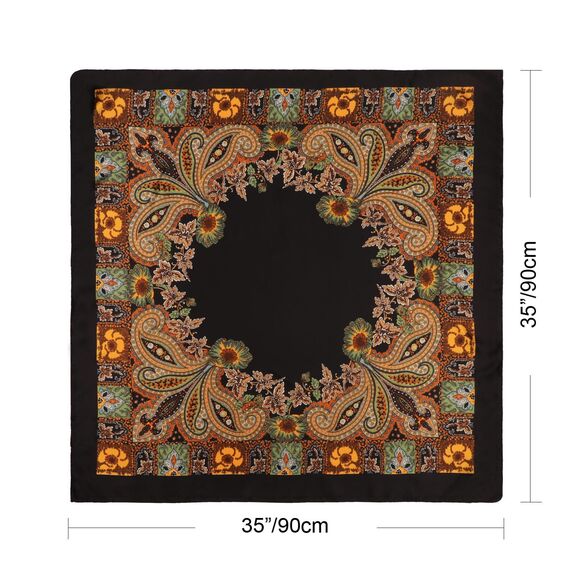 DRESHOW 90x90cm Große Quadratische Schals für Damen Seide Kopftuch Bandanas Haartuch Halstuch Haarschmuck