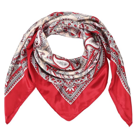 DRESHOW 90x90cm Große Quadratische Schals für Damen 4 Stück Seide Kopftuch