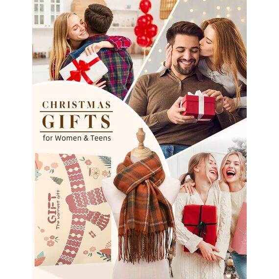 Tuopuda Damen Winter Schal Kariert übergroßer Quadratisch Deckenschal, Karo Tartan Streifen Plaid Muster XXL Oversized Fransen Poncho, Z-01, Einheitsgröße