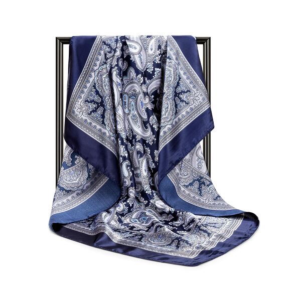 DRESHOW 90x90cm Große Quadratische Schals für Damen 4 Stück Seide Kopftuch