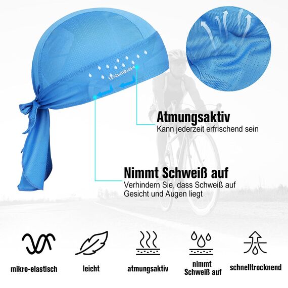 HASAGEI Sports Bandana Cap Bandana Kopftuch Fahrrad Kopfbedeckung Atmungsaktiv nimmt Schweiß auf Hat