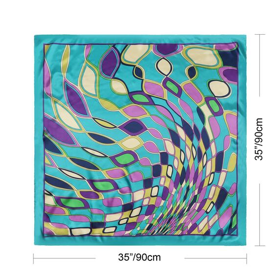 DRESHOW 90x90cm Große Quadratische Schals für Damen Seide Kopftuch Bandanas Haartuch Halstuch Haarschmuck