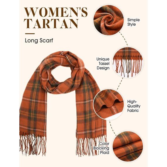 Tuopuda Damen Winter Schal Kariert übergroßer Quadratisch Deckenschal, Karo Tartan Streifen Plaid Muster XXL Oversized Fransen Poncho, Z-01, Einheitsgröße